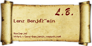 Lenz Benjámin névjegykártya
